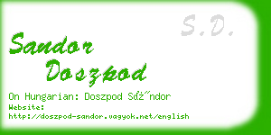 sandor doszpod business card